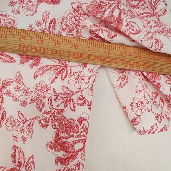 1. State White & Pink Floral Print Tie Hem Wide Sleeve Blouse XL Women’s Toile - Picture 10 of 11